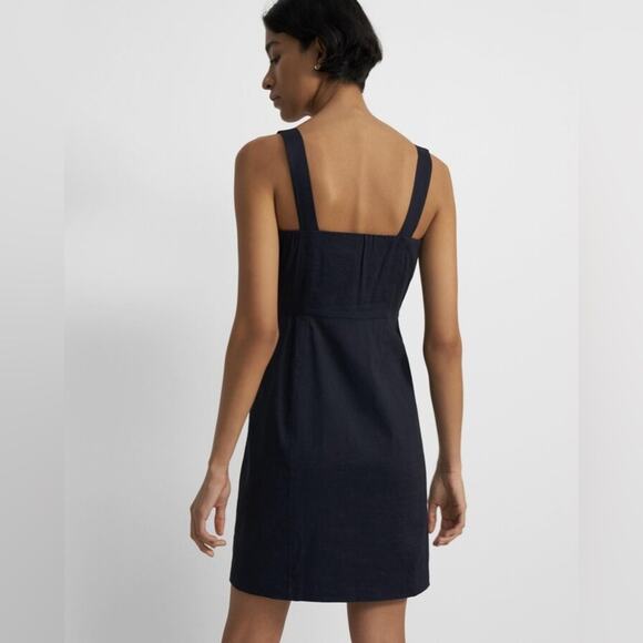 Theory Kayleigh Button Front Dress Navy Blue Goodlinen Sundress 10 - Picture 3 of 10